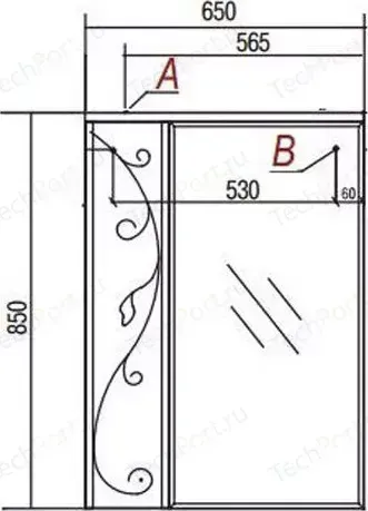 Зеркальный шкаф АКВАТОН Лиана 65 чик слева, белый (1A166202LL01L)