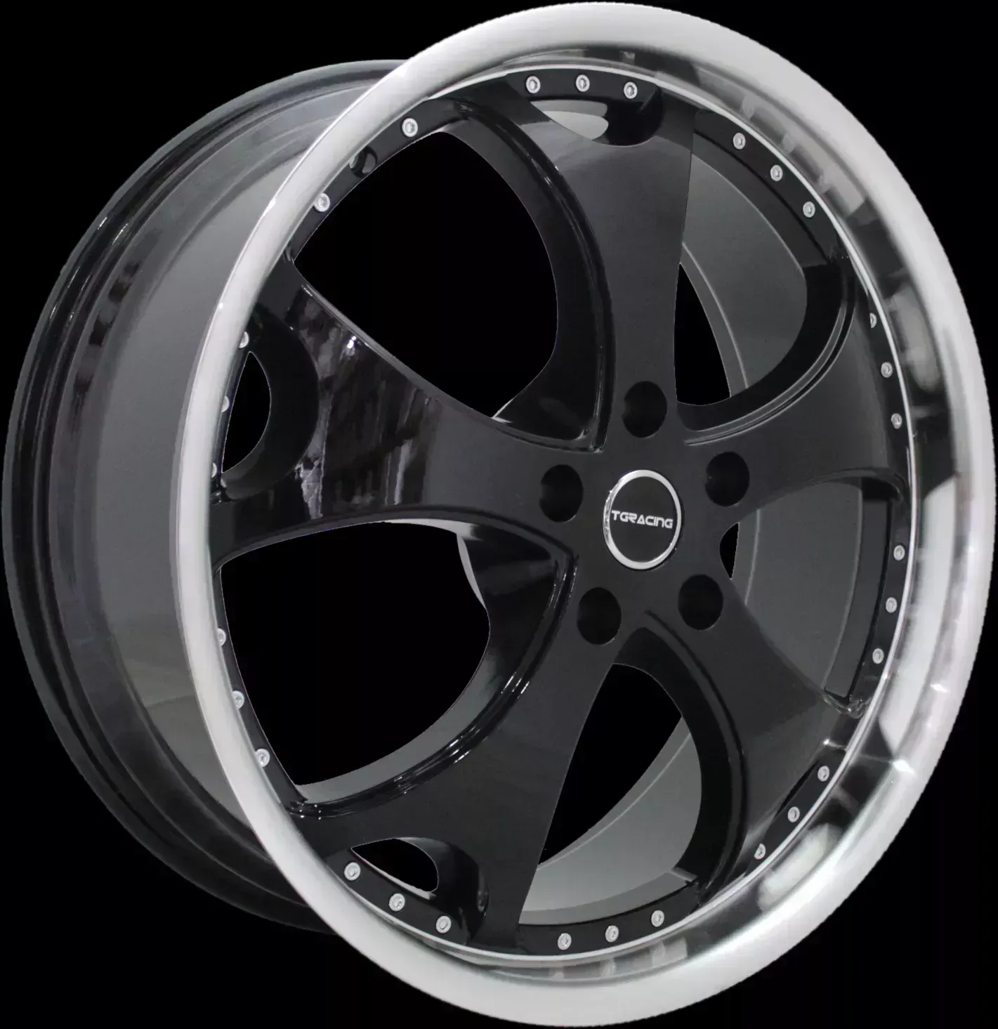 Диск автомобильный TGRACING LZ219 9X22/5X130 ET45 D71.6 BLK_POL_LIP