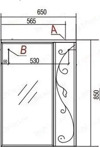 Зеркальный шкаф АКВАТОН Лиана 65 чик справа, белый (1A166202LL01R)