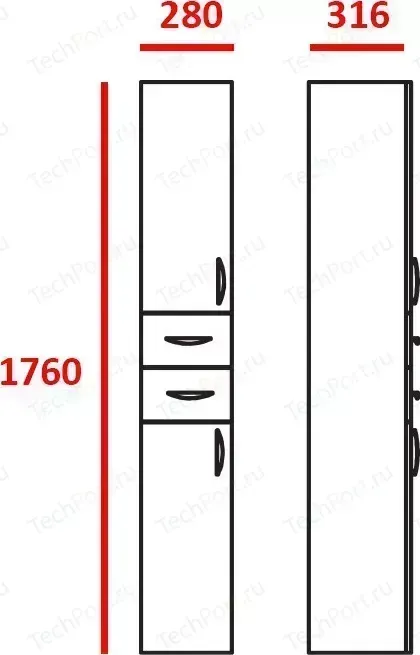 Пенал Меркана напольный стелла-1 28 см с 2-мя ящиками белая (9874)
