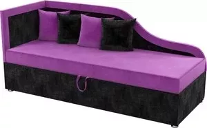 Детский диван АртМебель Дюна микровельвет фиолетово-черный левый угол