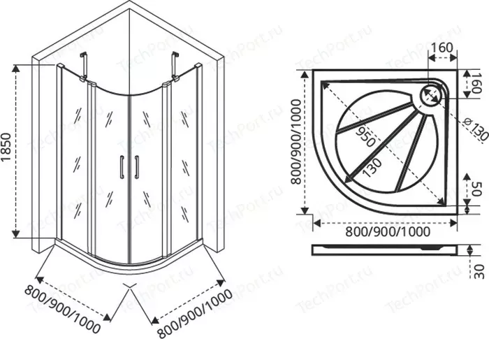 Фото №1 Душевой уголок Good Door Pandora R-90-T-CH профиль хром, стекло прозрачное с рисунком (ПД00051)