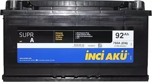 Аккумулятор INCI SuprA Inci SuprA 92 о.п. (L5 092 076 013) 760Ah