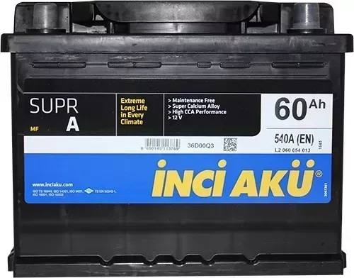 Аккумулятор INCI SuprA Inci SuprA 60 о.п. (LB2 060 054 013) 540Ah низк.