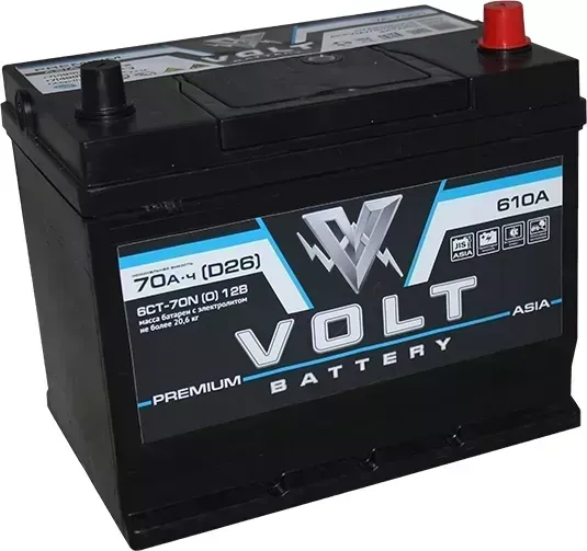 Аккумулятор VOLT Premium (ASIA) VOLT PREMIUM 70 о.п. (570 412) ( ASIA D26 ) B01