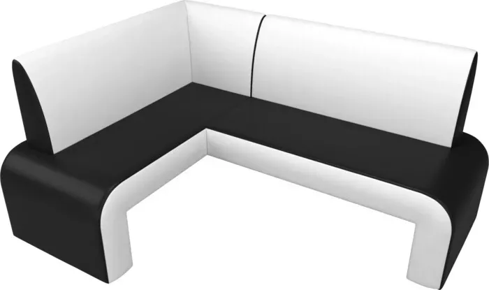 Фото №3 Кухонный диван Мебелико Кармен эко-кожа черно/белый левый