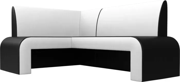 Фото №4 Кухонный диван Мебелико Кармен эко-кожа черно/белый левый