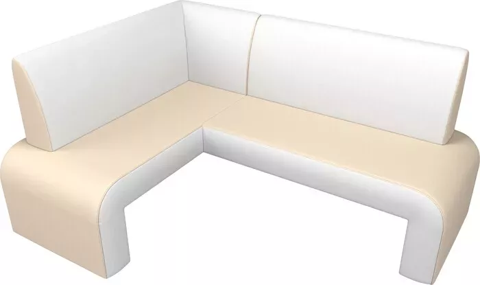 Фото №3 Кухонный диван Мебелико Кармен эко-кожа бежевый/белый левый