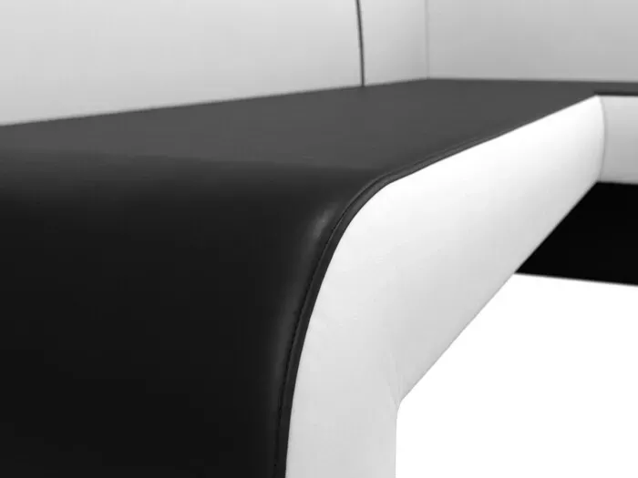 Фото №2 Кухонный диван Мебелико Кармен эко-кожа черный/белый правый