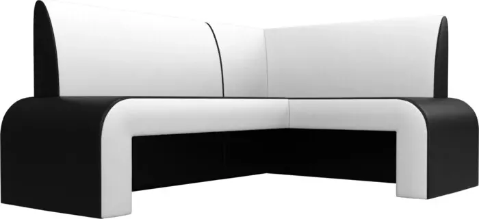 Фото №4 Кухонный диван Мебелико Кармен эко-кожа черный/белый правый