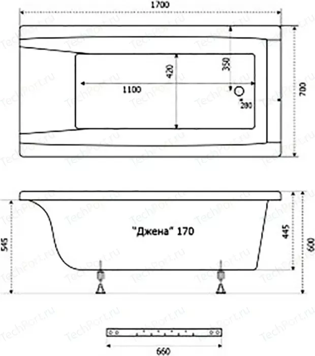 Фото №1 Акриловая ванна TRITON Джена 170x70 с каркасом (Щ0000001223, Щ0000003622)