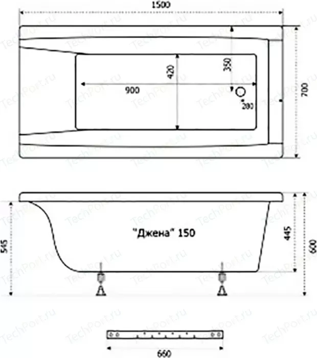 Фото №1 Акриловая ванна TRITON Джена 150x70 с каркасом (Щ0000001221, Щ0000003620)