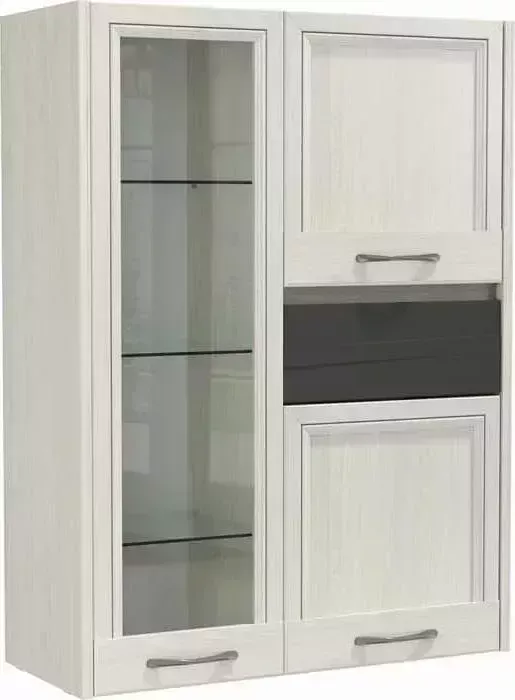 Шкаф верхний Олимп навесной 45.08 Лиана ясень анкор светлый/ Masa Decor ясень анкор светлый/ПВХ ясень графит/профиль: Kroning ясень анкор светлый патина