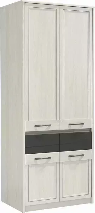 Шкаф для одежды Олимп 2-х дверный 45.02 Лиана ясень анкор светлый/ Masa Decor ясень анкор светлый/ПВХ ясень графит/профиль: Kroning ясень анкор светлы