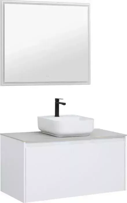 Мебель для ванной AQUANET Nova Lite 100 один ящик, белый глянец/серая