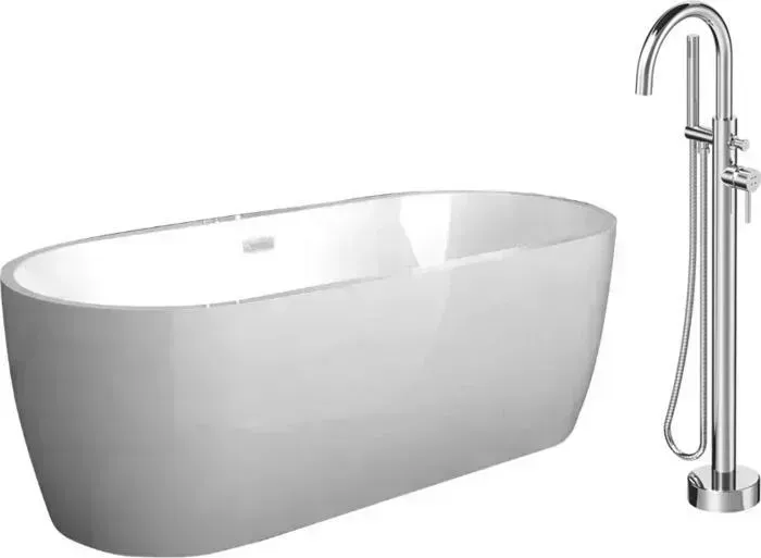 Акриловая ванна Abber 175x80 со смесителем, отдельностоящая (AB9219, F7514100)