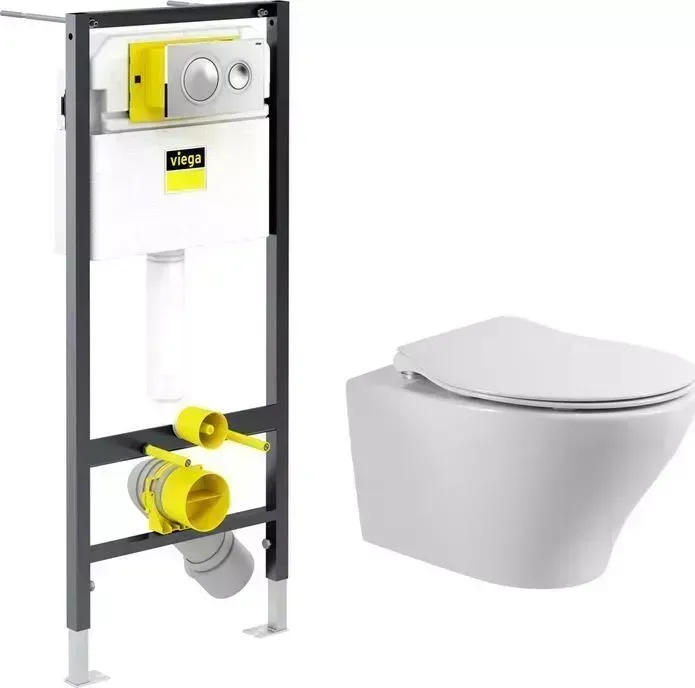 Комплект унитаза с инсталляцией BELBANGO Acqua с и сиденьем микролифт (BB340CHR, BB2020SC, 792855)