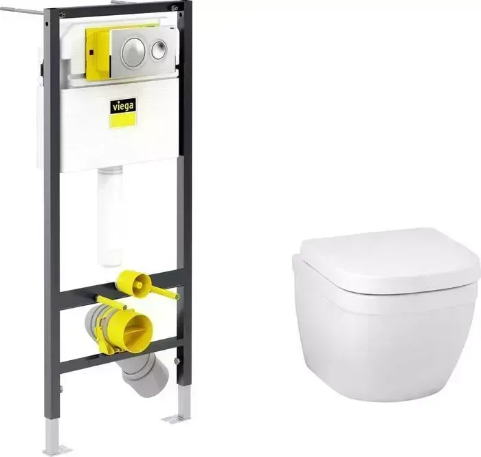 Комплект унитаза с инсталляцией Grohe Euro Ceramic с , кнопкой, сиденьем микролифт (39206000, 792855, 39330001)