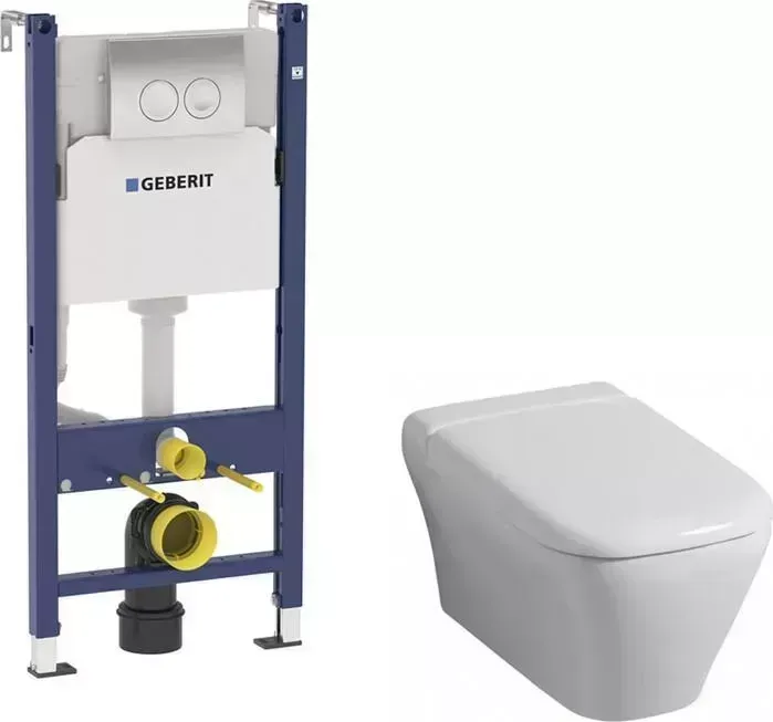 Комплект унитаза с инсталляцией Geberit myDay Rimfree с (201460600, 575410000, 458.124.21.1)