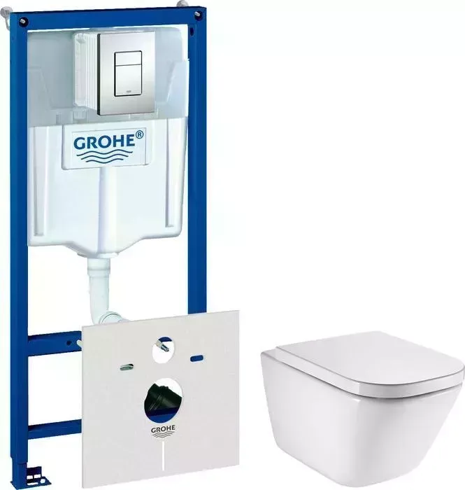 Комплект унитаза с инсталляцией ROCA Gap с Grohe, кнопкой, сиденьем микролифт (34647L000, 38775001, 801472004)