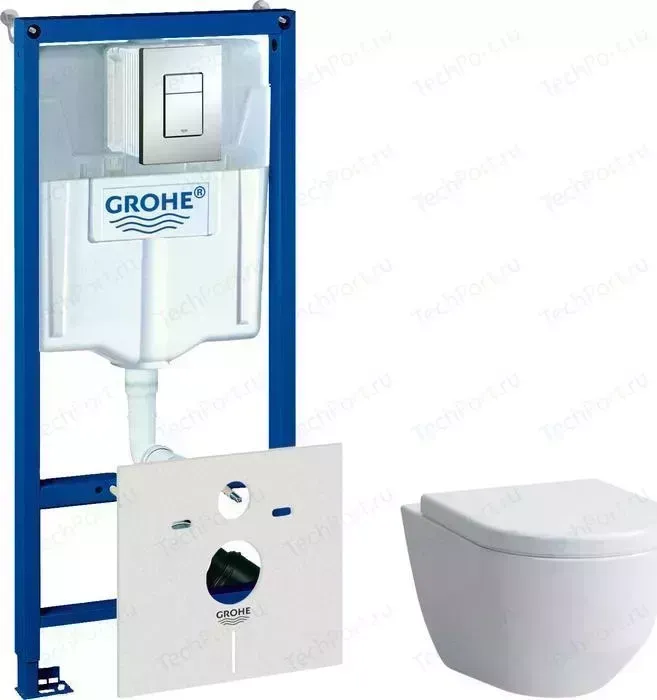 Комплект унитаза с инсталляцией Laufen Pro с Grohe, кнопкой, сиденьем микролифт (8.2096.5, 8.9896.6, 38775001)