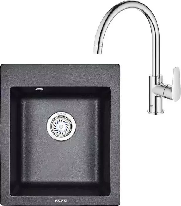 Мойка кухонная и смеситель Granula и смеситель GR-4201 шварц, Grohe BauEdge 31367001