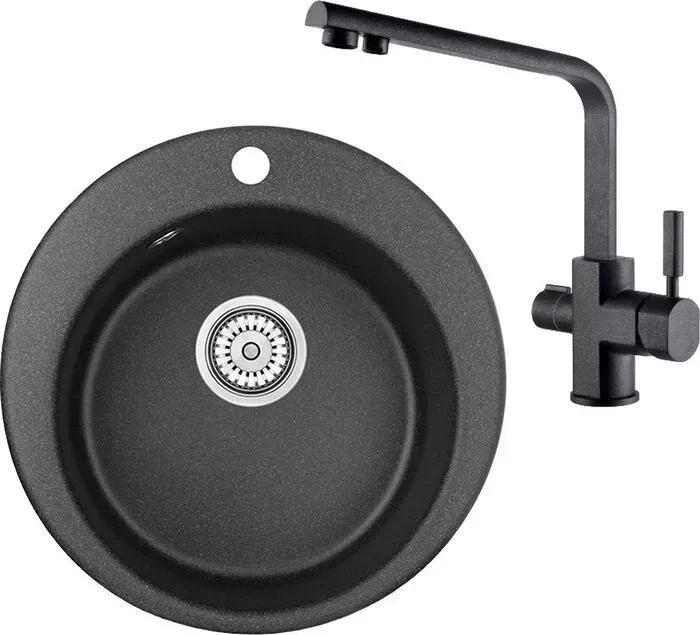 Мойка кухонная и смеситель Granula и смеситель GR-4801, Kaiser Decor 40144-2 черный
