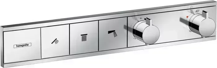 Термостат для ванны Hansgrohe RainSelect на три выхода, с механизмом, хром (15381000, 15311180)