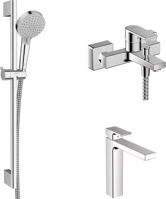 Комплект смесителей Hansgrohe Vernis Shape с душевым гарнитуром, хром (71450000, 71562000, 26275000)