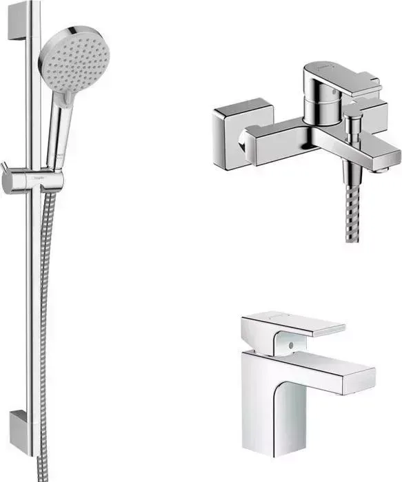 Комплект смесителей Hansgrohe Vernis Shape с душевым гарнитуром, хром (71450000, 71560000, 26275000)
