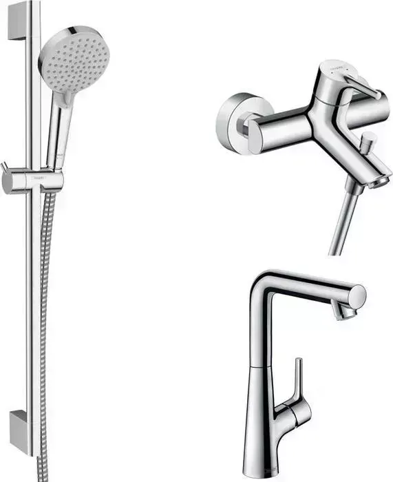Комплект смесителей Hansgrohe Talis S с душевым гарнитуром, хром (72400000, 72105000, 26275000)