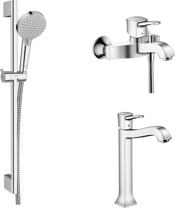 Комплект смесителей Hansgrohe Metropol Classic с душевым гарнитуром, хром (31340000, 31303000, 26275000)