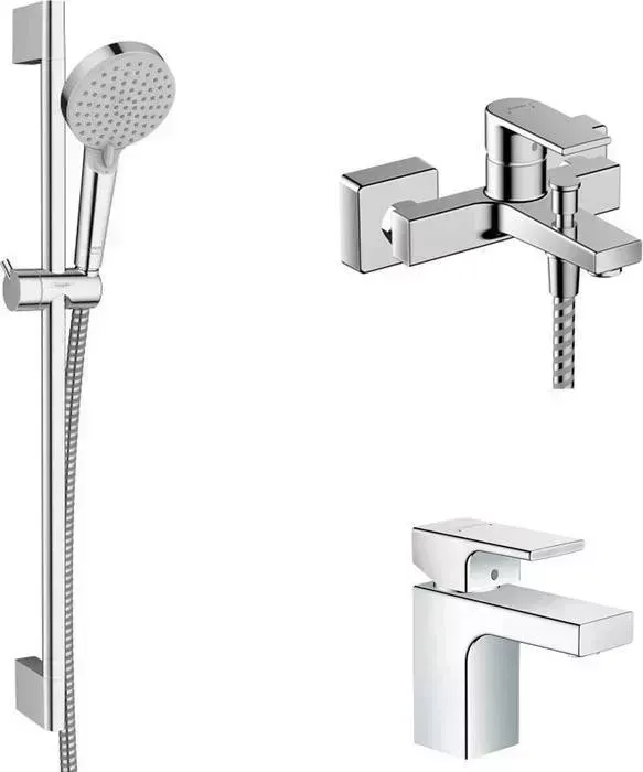 Комплект смесителей Hansgrohe Vernis Shape с душевым гарнитуром, хром (71450000, 71567000, 26275000)