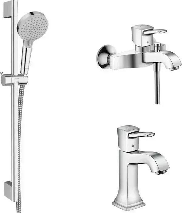Комплект смесителей Hansgrohe Metropol Classic с душевым гарнитуром, хром (31340000, 31300000, 26275000)