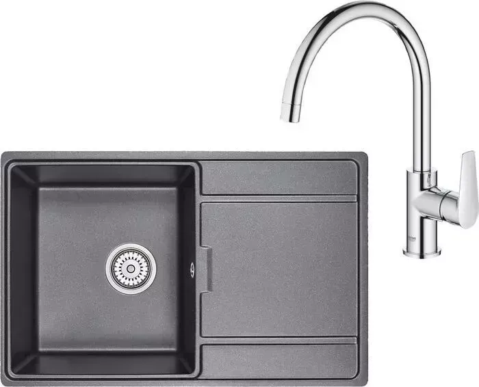 Мойка кухонная и смеситель Granula и смеситель GR-7804 шварц, Grohe BauEdge 31367001