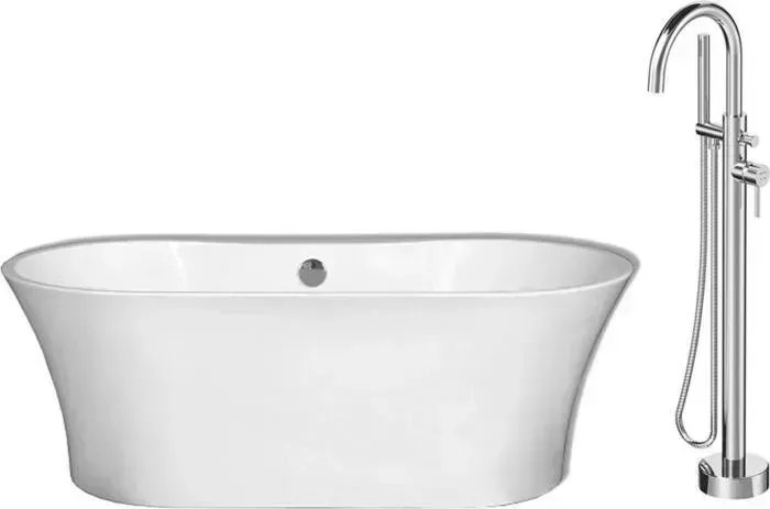 Акриловая ванна BELBANGO 150x75 со смесителем, слив-перелив хром (BB201-1500-800, F7514100)