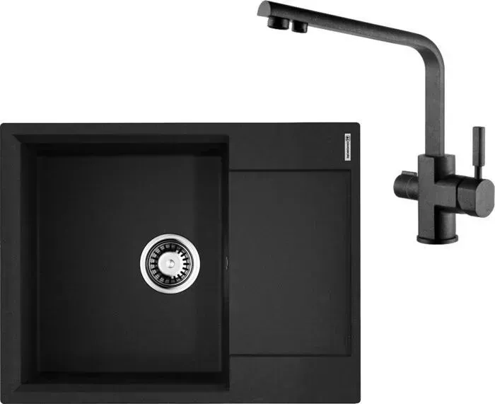 Мойка кухонная и смеситель OMOIKIRI и смеситель Daisen 65 BL, Kaiser Decor, черная (4993684, 40144-2)
