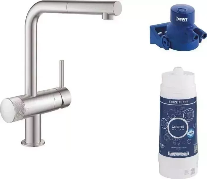 Смеситель для кухни Grohe Blue Pure Minta с фильтром, сталь (119707)