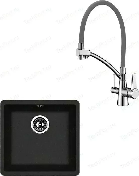 Мойка кухонная и смеситель FLORENTINA и смеситель Вега 400 Lemark Comfort (22.315.C0400.102, LM3071C-Gray)
