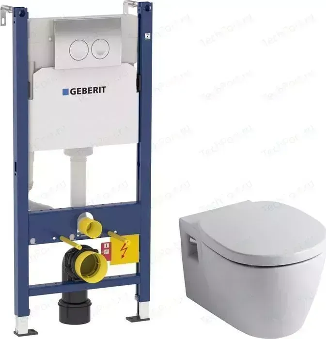 Комплект унитаза с инсталляцией Ideal Standard Connect с Geberit, кнопкой, сиденьем микролифт (E803501, 458.124.21.1, E712701)