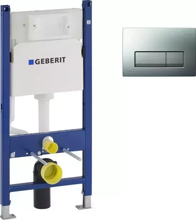 Инсталляция для унитаза Geberit DuofixBasic Delta51 с клавишей матовый хром (111.153.00.1, 115.105.46.1)