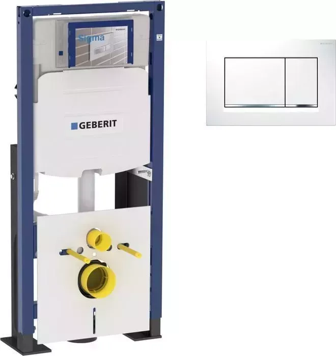 Инсталляция для унитаза Geberit Duofix Sigma30 с клавишей белый/хром, усиленная (111.380.00.5, 115.883.KJ.1)