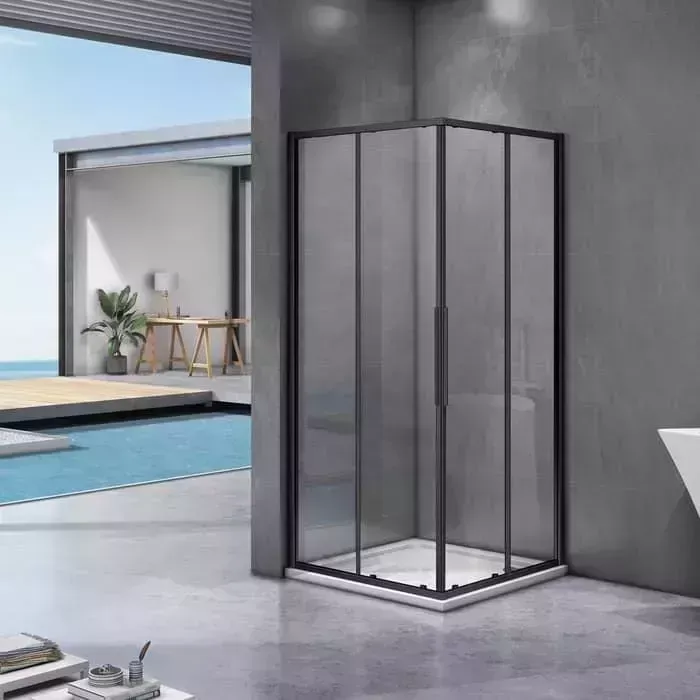 Душевой уголок Good Door Idea CR 100x100 с поддоном, прозрачный, черный