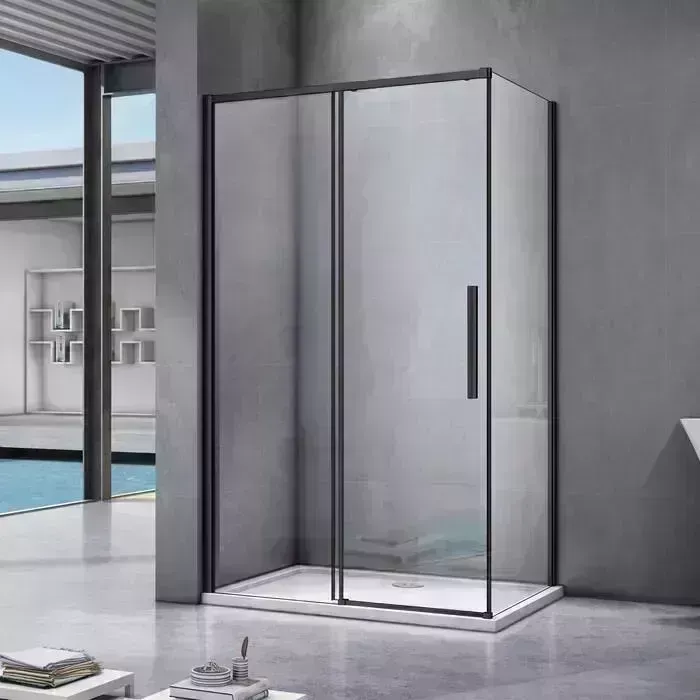 Душевой уголок Good Door Idea WTW+SP 140x80 с поддоном, прозрачный, черный