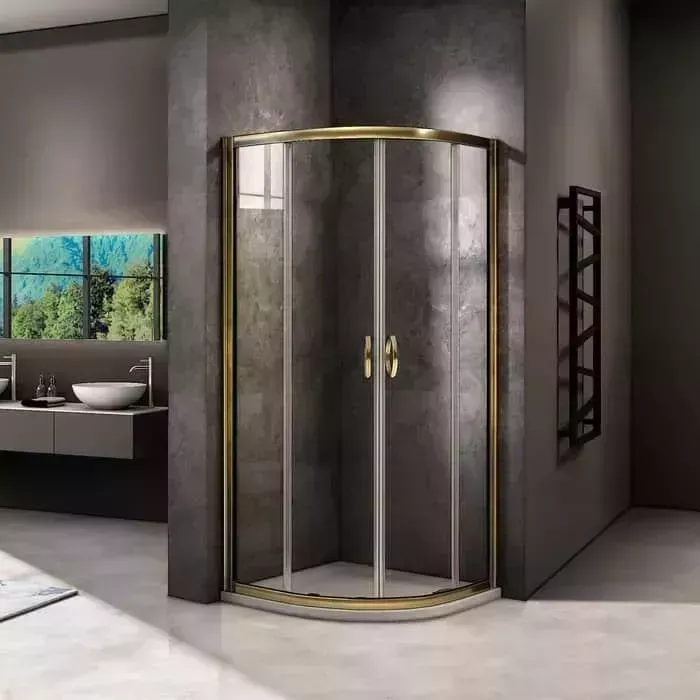 Душевой уголок Good Door Jazz R 90x90 с поддоном, прозрачный, золото