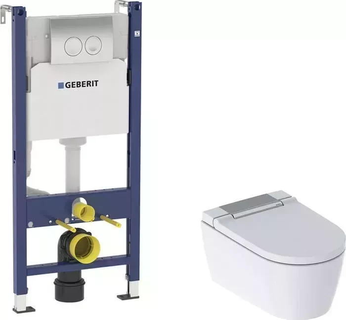 Унитаз подвесной Geberit Унитаз-биде AquaClean Sela с инсталляцией , электронный, альпийский белый (146.224.21.1, 458.124.21.1)