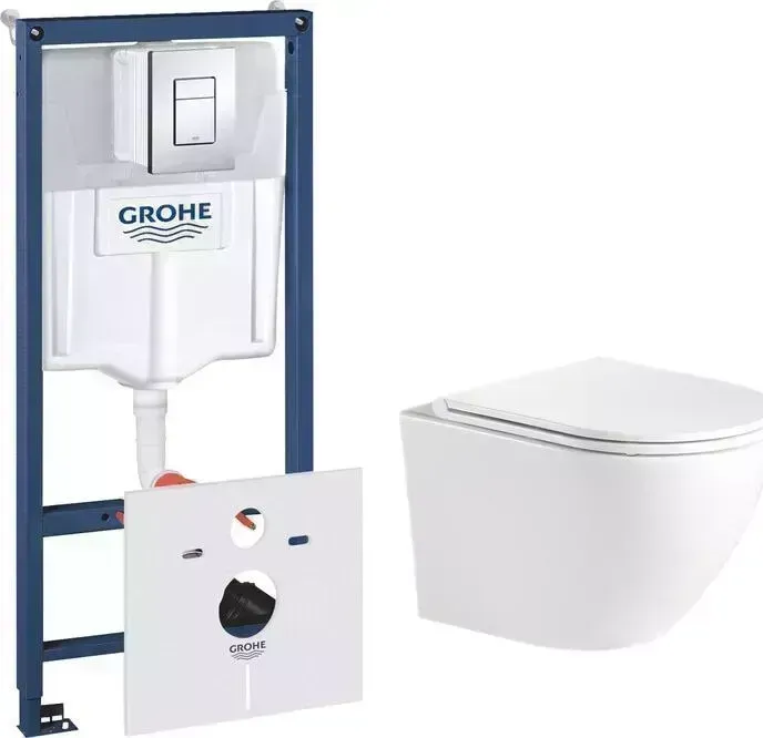 Комплект унитаза с инсталляцией BELBANGO Sfera-R с и сиденьем микролифт (BB046CHR, BB870SC, 38775001)