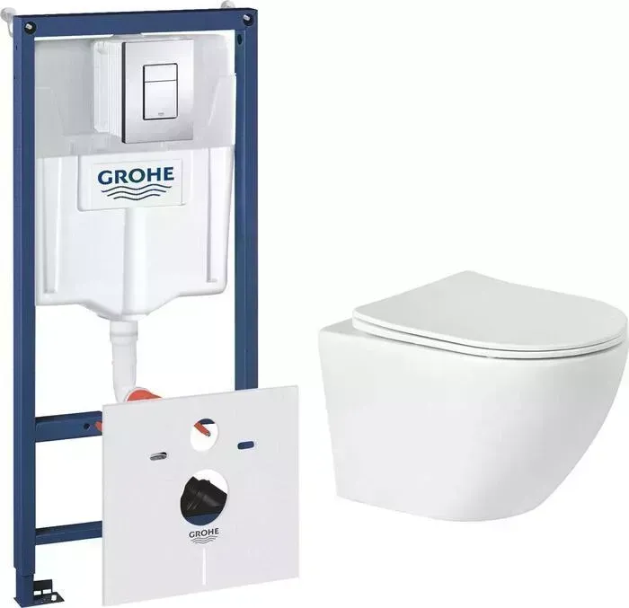 Комплект унитаза с инсталляцией BELBANGO Sfera-R с и сиденьем микролифт (BB046CHR, BB070SC, 38775001)
