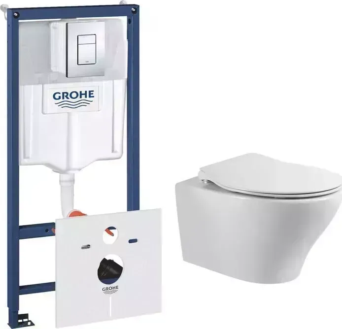 Комплект унитаза с инсталляцией BELBANGO Acqua с и сиденьем микролифт (BB340CHR, BB2020SC, 38775001)