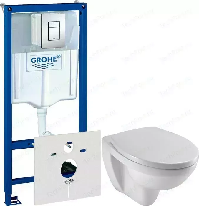Комплект унитаза с инсталляцией JACOB DELAFON Patio с Grohe, кнопкой, сиденьем микролифт (EDV102-00, 38775001, E70021-00)